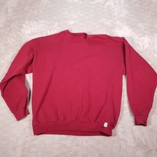 VTG 90s Tultex Discus Athletic Blank Crewneck Sweatshirt Made In USA Lg Red FLAW