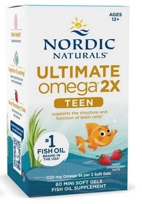 NORDIC NATURALS, ULTIMATE OMEGA 2X TEEN 1120mg Erdbeere 60 Weichkapseln