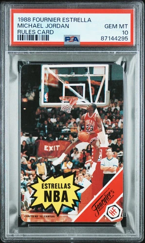 1988 Fournier Estrellas Michael Jordan Rules Card PSA 10
