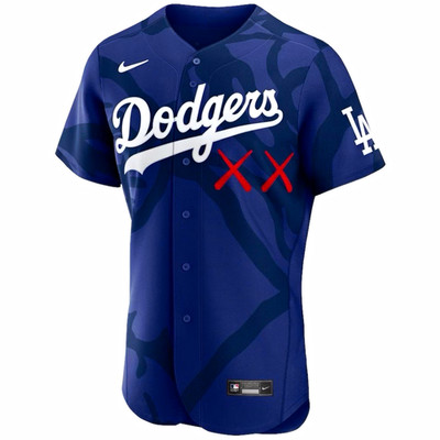 Nike Los Angeles Dodgers KAWS MLB Baseball Jersey Blue w/ Dodgers Script LA Logo