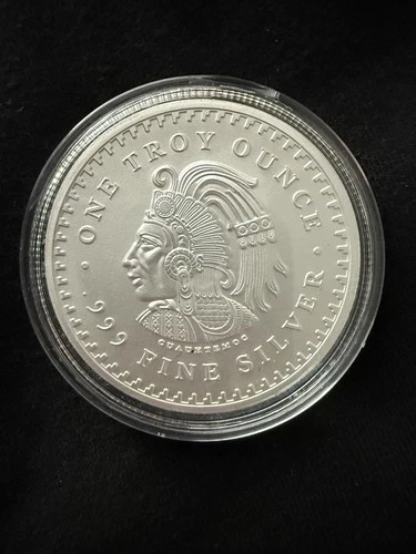 Aztec Mayan Calendar Cuauhtemoc Collectible 1 OZT .999 Fine Silver Round