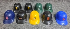 Mini MLB Baseball Batting Helmet Collection Featuring 9 Teams Vintage Plastic