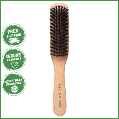 BOAR BRISTLE SLICK BACK HAIR BRUSH Shine Control Frizz Reduction Sleek Styling