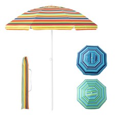 6.5 Ft Patio Beach Sunshade Umbrella Portable Height Adjustable Tilt Outdoor