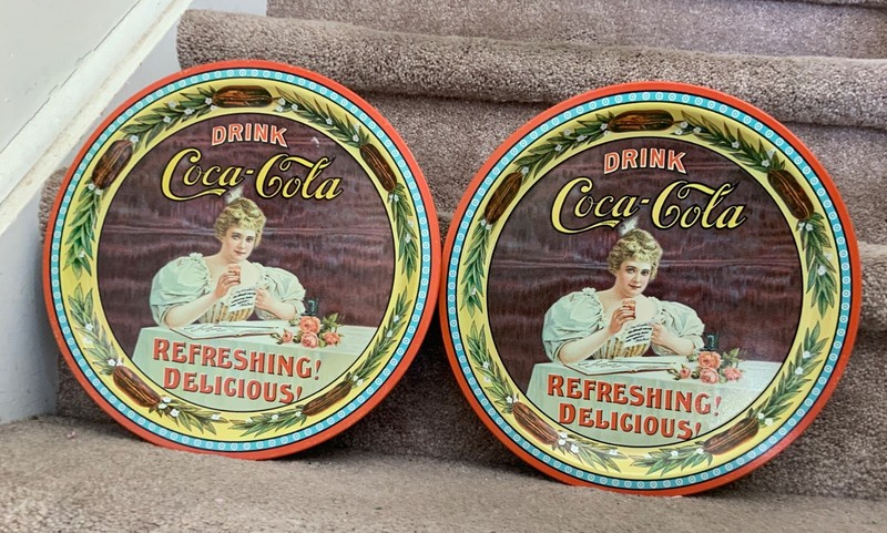 TWO VINTAGE COCA COLA COMMEMORATIVE TRAYS. 75th ANNIVERSARY.