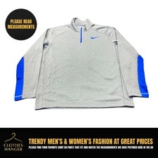 Nike Therma-Fit 1/4 Zip Fleece Pullover Mens L Gray Blue Swoosh Training 8252