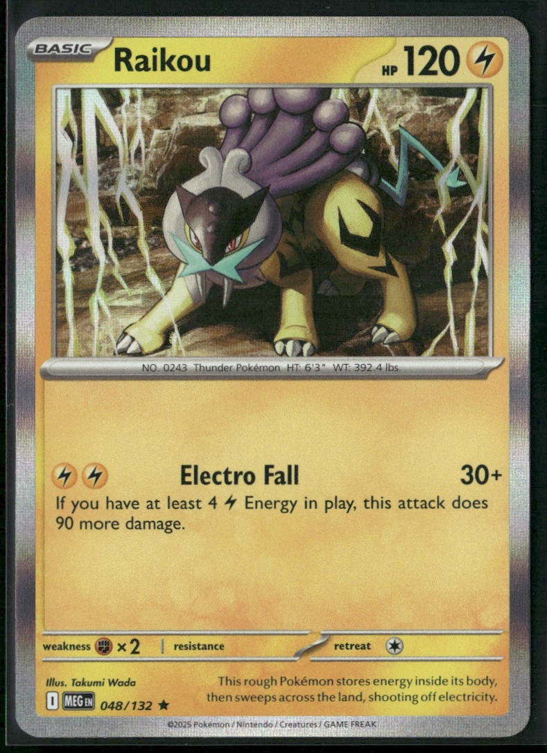 Carte Pokemon RAIKOU 048/132 HOLO ME01 Méga-Evolution MEG FR NEUF