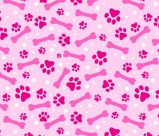 Animal Fabric Dog Bone Paw Toss Pink David Textiles YARD
