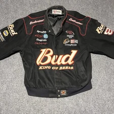 Vtg Dale Earnhardt Jr Budweiser Racing Chase Authentic Jacket Coat Sz XXL  Black