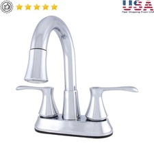 High Arc Bathroom Sink Faucet LED Dual Handle 360 Degree Swivel 1.2 GPM Flow New