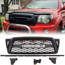 Front Grille Fits For 2005-2011 Toyota Tacoma Black Grille Wamberled Light