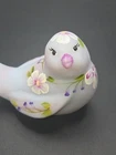 Fenton Blue Burmese Songbird HP Florals & Bow Figurine Signed A. Slack