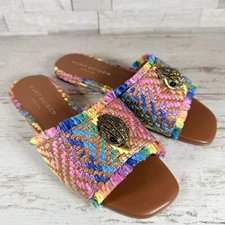 Kurt Geiger Kensington Eagle Casual Flat Raffia Slide Sandals EU 38.5 Rainbow