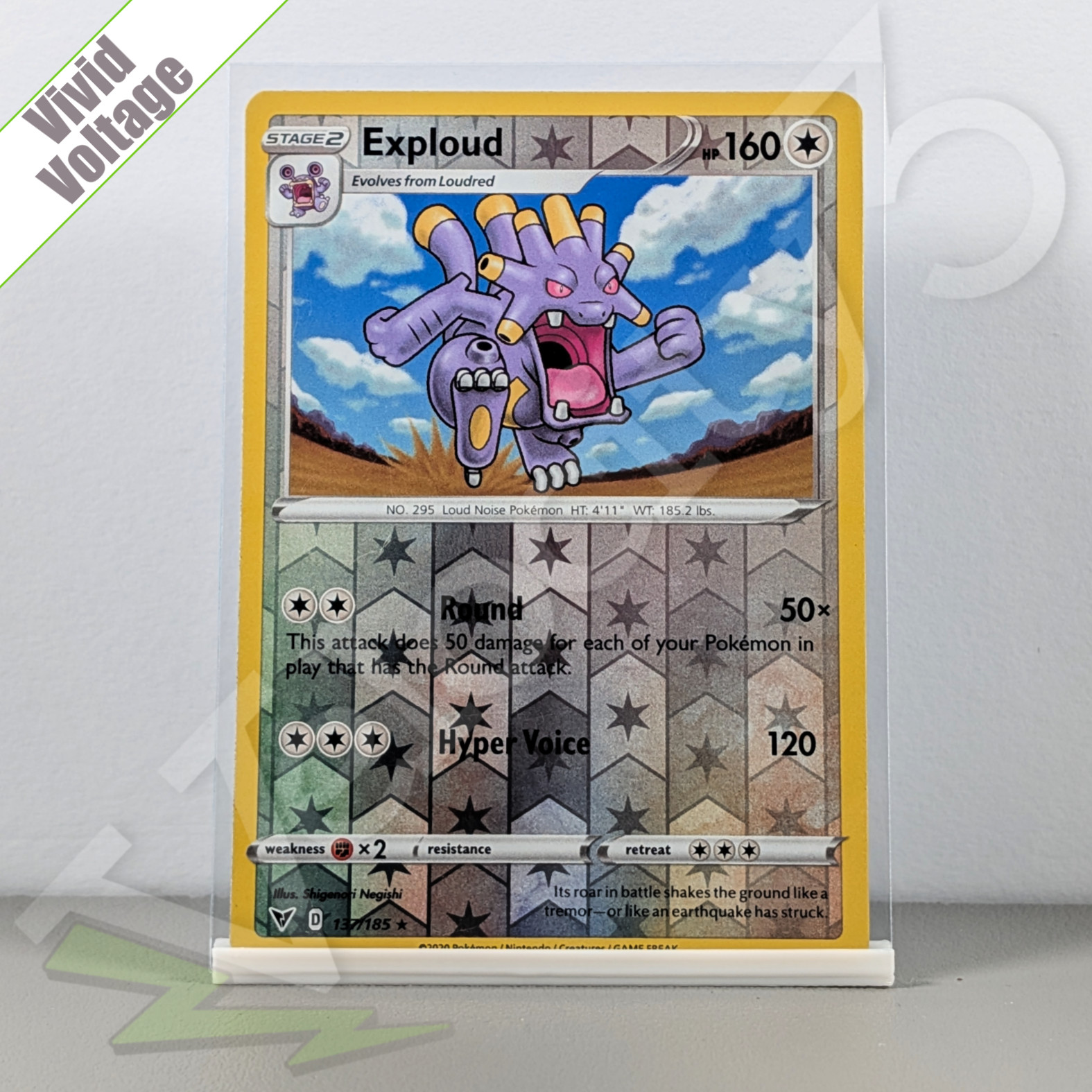 Pokemon TCG Card - Exploud 137/185 Reverse Holo Rare | Vivid Voltage (2020) *LP
