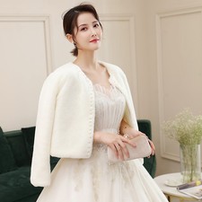 Bridal Faux Fur Shawl Shrug Jacket Warm Coat Party Cloak Cardigan Cape Wedding
