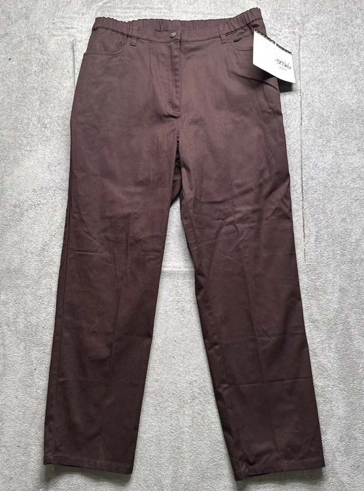Pantalones para mujer Bob Mackie marrón de pierna recta talla mediana elegantes pantalones informales Foto 2 de 4