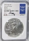 2020 FDI Moy Signed MS70 Silver Eagle Dollar, 25C Combined Shipping
