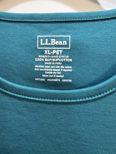LL BEAN Teal Short Sleeve Tee XL Pet Round Neck Armpit To Armpit 22” Length 23” - Picture 2 of 6