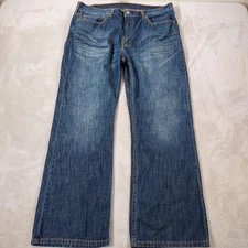 Levis Mens Jeans 38x30 527 Slim Bootcut Dark Blue Denim Preppy Western Festival