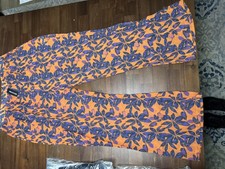PrettyLittleThing Pants Womens 18 Plus Orange Purple Floral Print Flare Beach