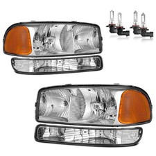 Pair Headlights For 1999-2006 Gmc Sierra 1500 2500 Yukon Xl Wbulbsbumper Lamp