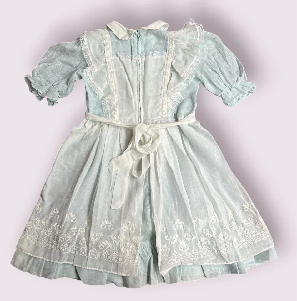 Vtg 1970s Dorissa of Miami Dress Girls 6X Floral Ruffle Puff Sleeve Prairie - Image 4 of 4