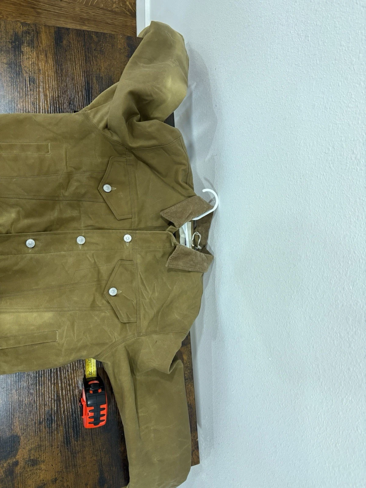 Buck Mason Men's M Khaki Waxed Canvas Trucker Jacket Corduroy Collar NWT - product detail image 7