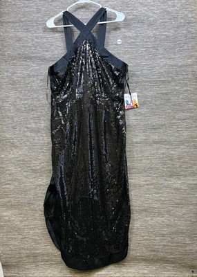 Prabal Gurung JCPenney Halter Shift Dress Womens 14 Black Sequin Party Cocktail