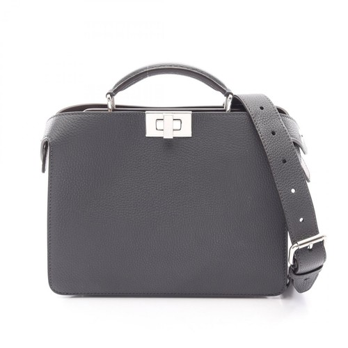 FENDI Peekaboo ISeeU Small 2WAY Shoulder Handbag 7VA530 leather Gray Brown Used