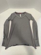 Ivivva By Lululemon Girls Long Sleeve Shirt Black White Stripe Pink Size 10