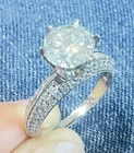 Round 2 Ct Moissanite Engagement Ring Sterling Silver Diamond Look Size 7