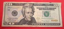 $20 Trinary Near Binary Fancy Serial Number Star Note 2017A 5 In A  Row 1's