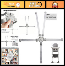 2-Pack Adjustable 5-Point High Chair Straps Replacement - Sturdy Safety Belt Set
