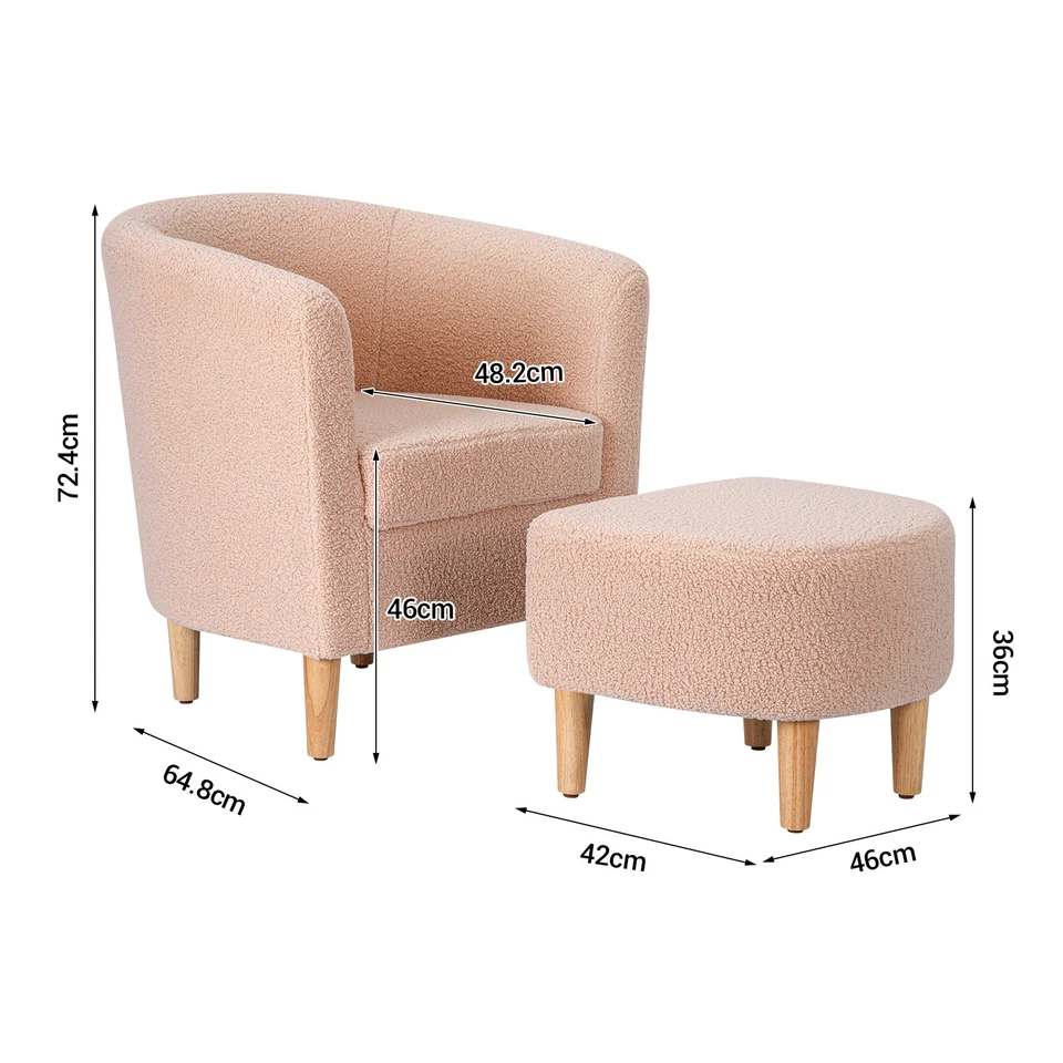 Sillón con brazo tapizado de tela de lana con sofá individual otomano sala de estar Foto 3 de 4