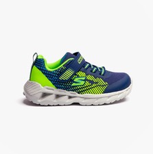 Image of Skechers Magna-Lights-Grax Boys Synthetic Touch Fasten Navy/Lime Casual Trainers