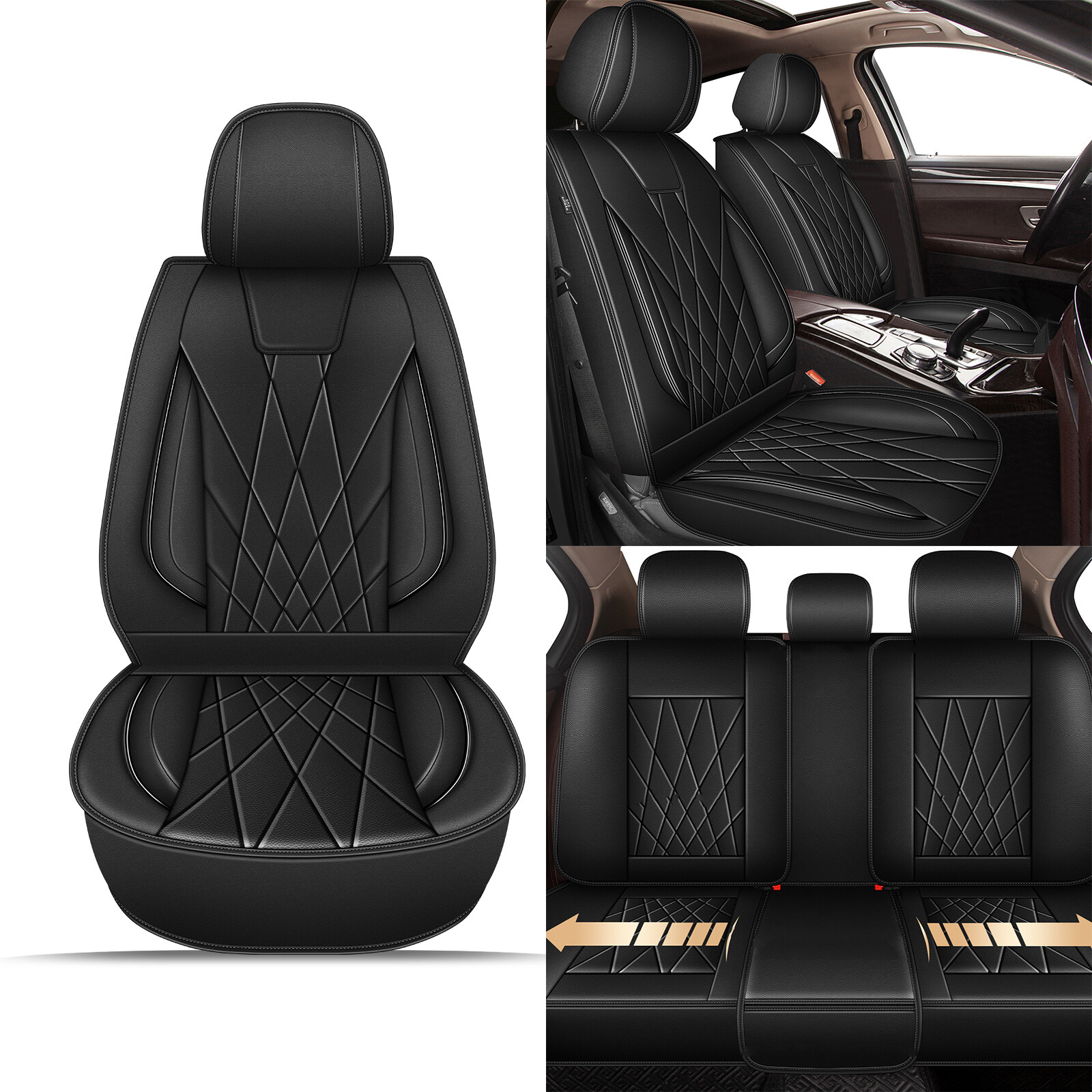 Breathable Front Rear Car Seat Cover PU Leather For HYUNDAI Santa Fe 2009-2018