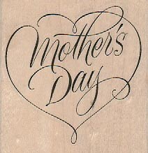 Mother's Day Heart 2 1/4 x 2 1/4" Rubber Stamp, Mother's Day Stamp