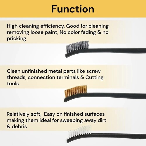 Stainless Steel Nylon Brass Scrub Brushes Metal Remover Mini Wire Brush Set Tool - Picture 3 of 20