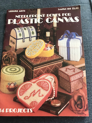 Plastic Canvas Projects Craft Leaflet 166 Leisure Arts Needlepoint Boxes
