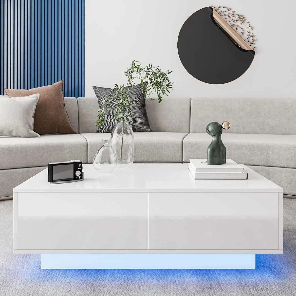 Led coffee 2025 table white