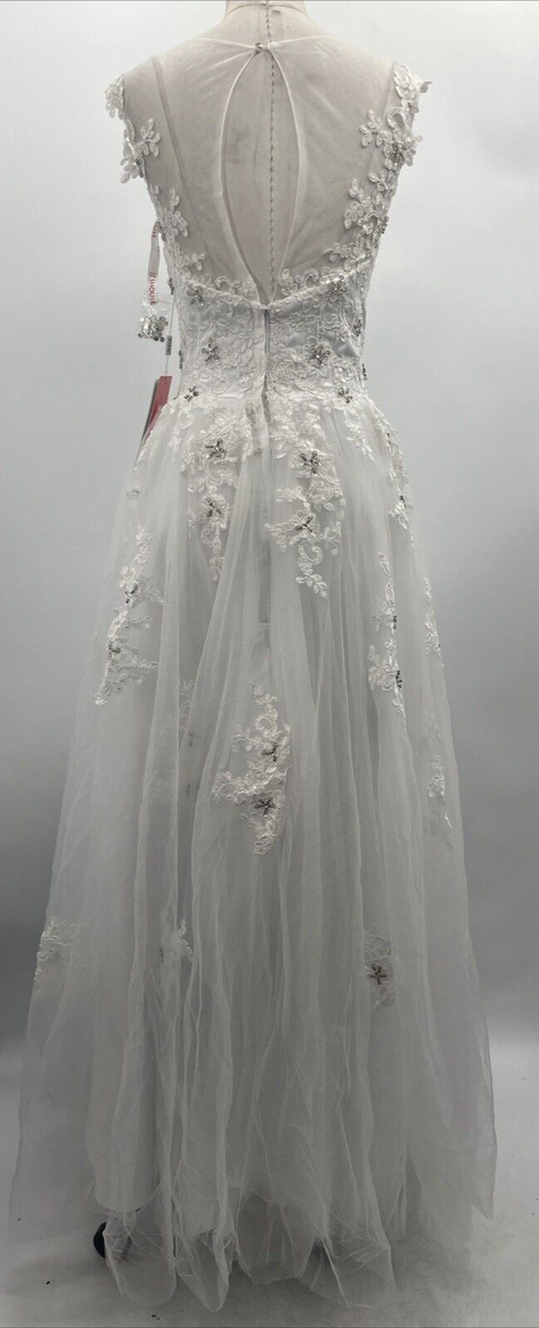 JJ house 専用 JJ's House Womens Sleeveless Lace Embroidered White Wedding Dress