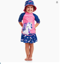 UV SKINZ Girls 3 Piece Swim Set UPF 50 Pink Blue Unicorn 12 18 months NWT