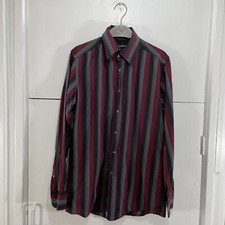 Dolce & Gabbana Shirt Burgundy/Navy/Grey Long Sleeve Collar 15 3/4 40cm Men's