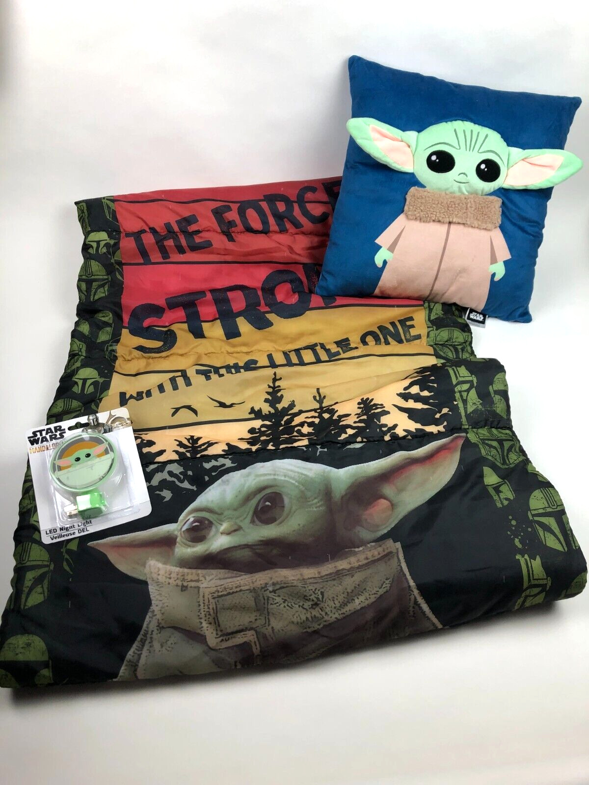 Star Wars BABY YODA Saco de Dormir 2D Almohada LED Luz Nocturna CAMPING PIJAMADA