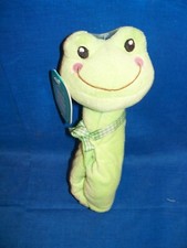 Hallmark plush Frog baby blanket Lovey Dovey Blankie Rattle green soft toy tag