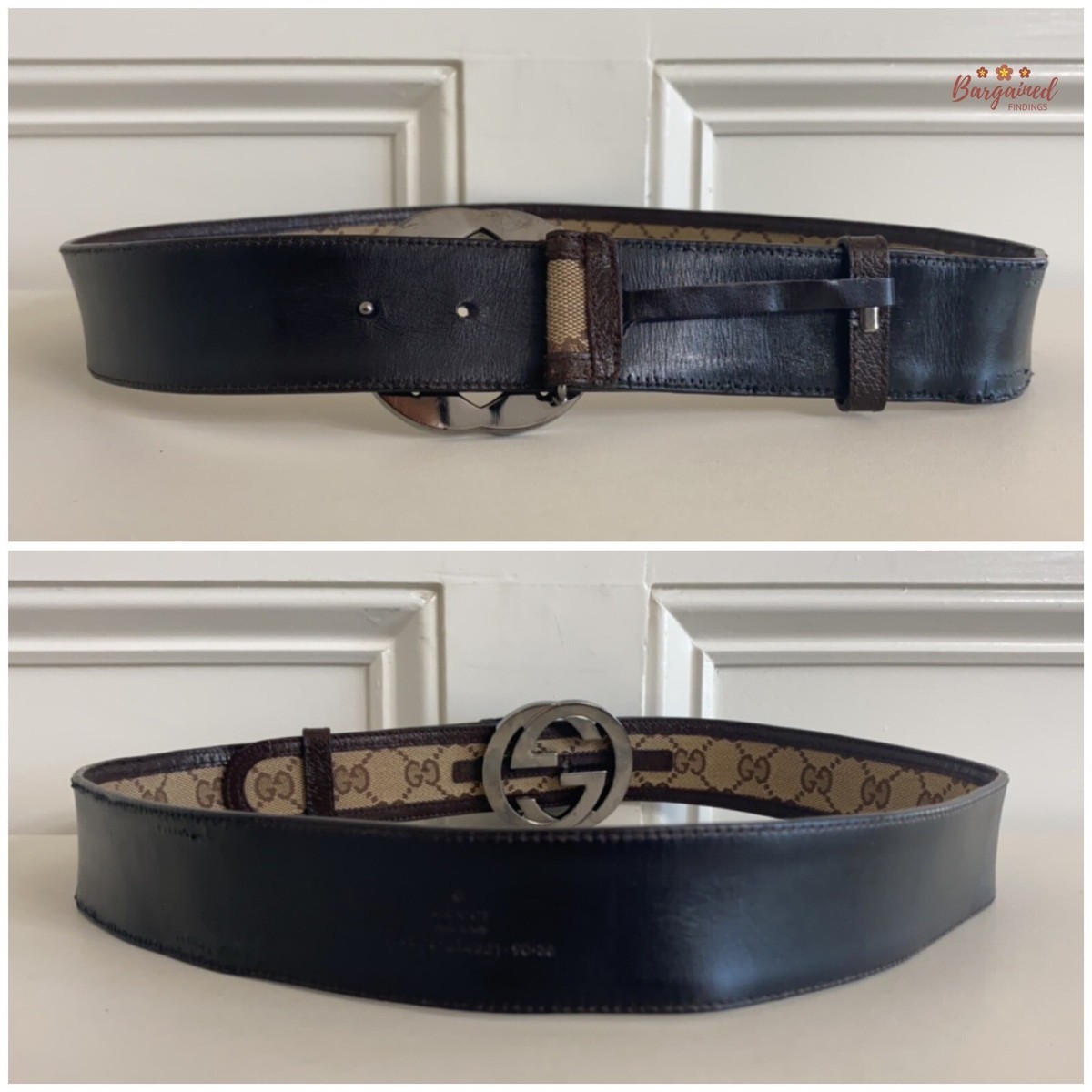 Authentic GUCCI Brown Monogram Canvas Silver Interlocking G Buckle