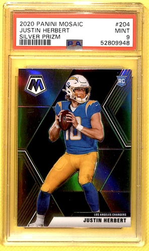 2020 Panini Mosaic Rookie Silver Justin Herbert #204 PSA 9 R6220J