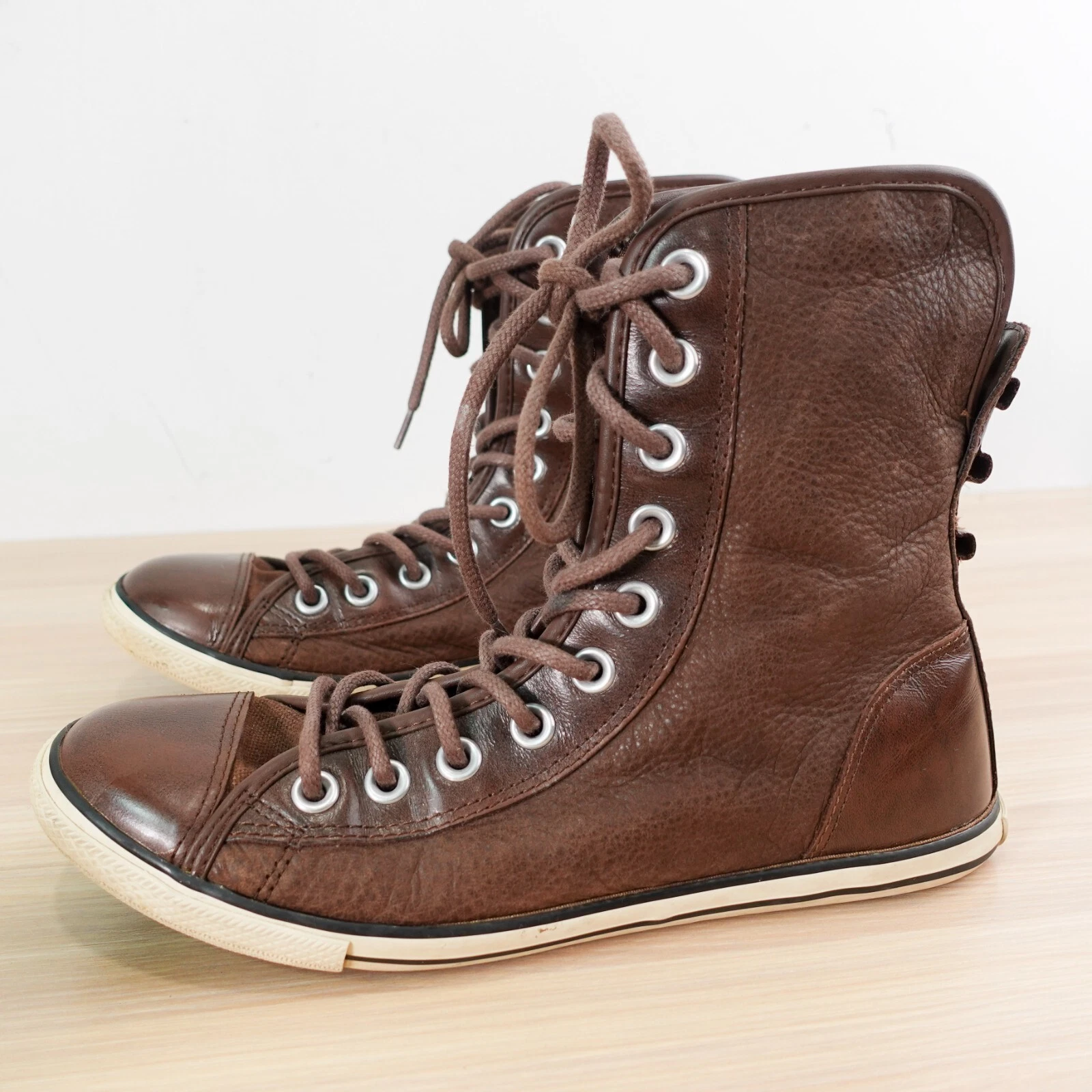 Sneaker alte vintage Converse All Stars pelle pieno fiore 38 XHI stivali M 5 W 7 5