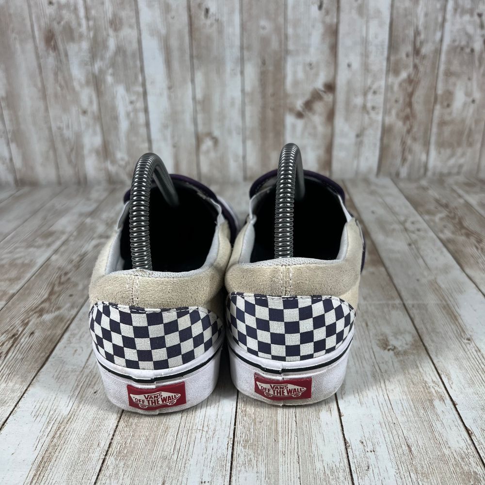SAOLA Vans Classic Slip On Viola Scacchiera Tela Sneakers Scarpe da Skate Donna 7 5