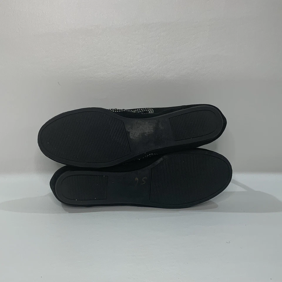 Rock Republic Shoes Womens Size US 6 Black Suede Rhinestone Ballet Slip On Flat - Image 2 of 4